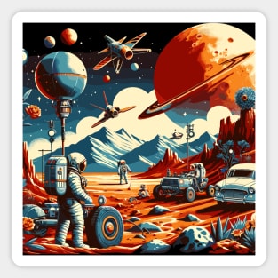 Red Planet Rendezvous: 1950s Martian Safari Magnet